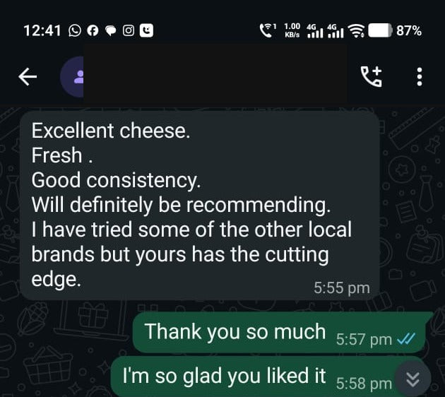 Customer review - cheese