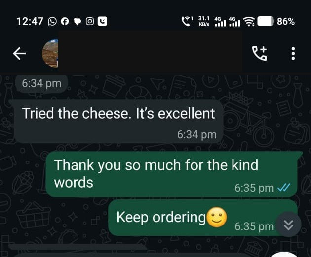 Customer review - cheese and yogurt