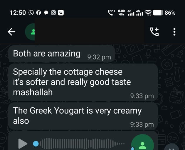 Customer review - cottage cheese and Greek yogurt